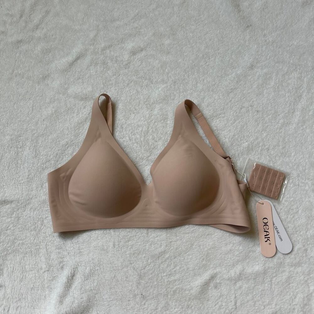 Oeak nude tan wireless push up jelly t shirt bra women's medium nwt everyday
